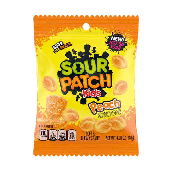 Sour Patch Kids Peach Peg Bag 12 x 140g (4.96oz) image 0