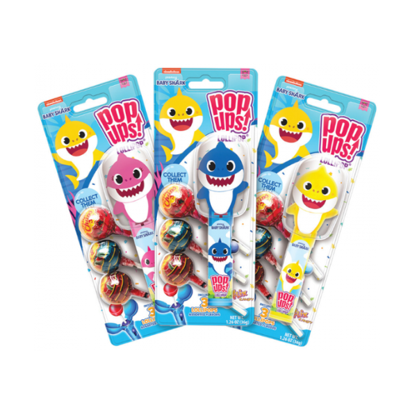 Pop Ups Lollipop Baby Shark Blister Pack 6 x 36g (1.26oz) image 0