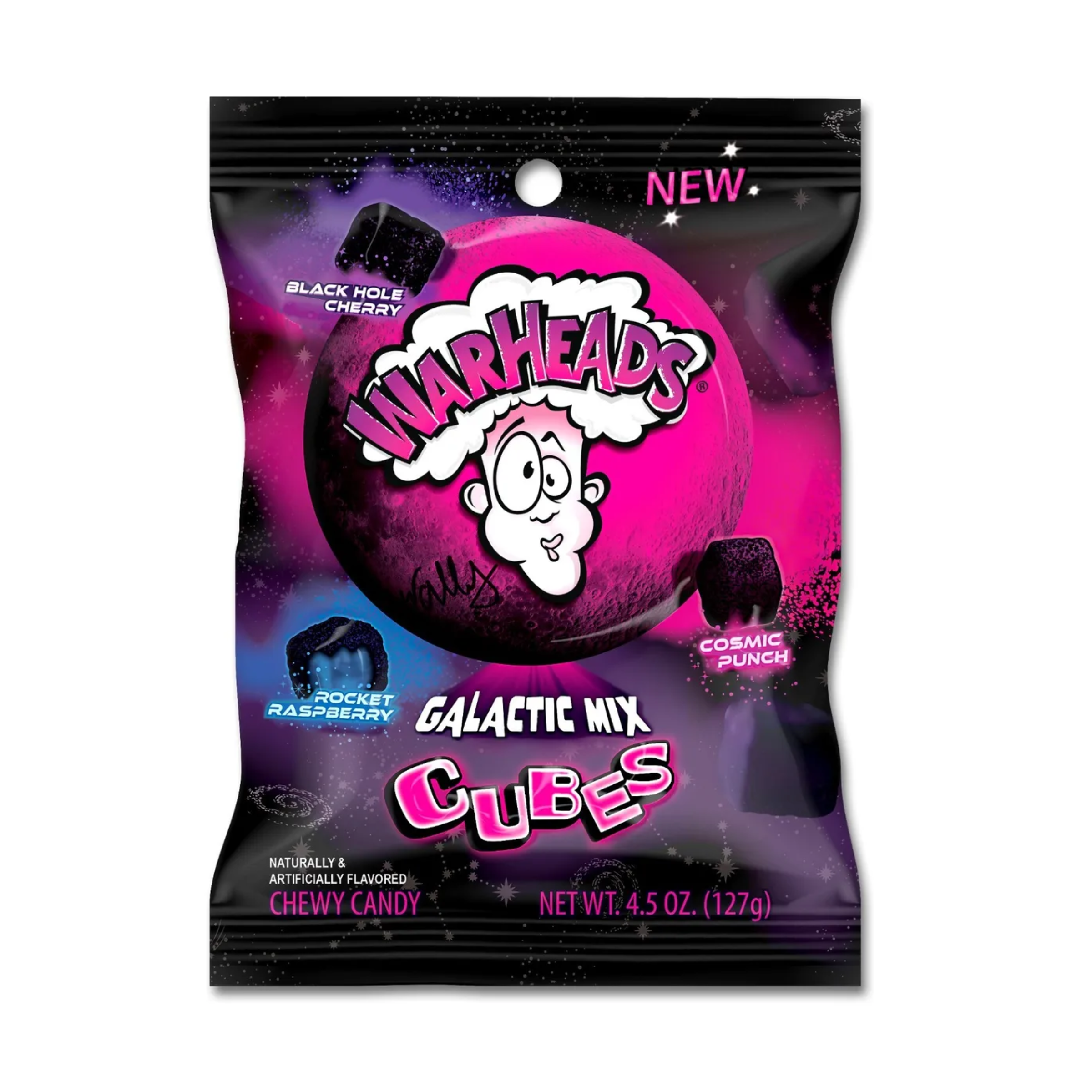 Warheads Galactic Mix Cubes Peg Bag 12 x 127g (4.5oz) image 0