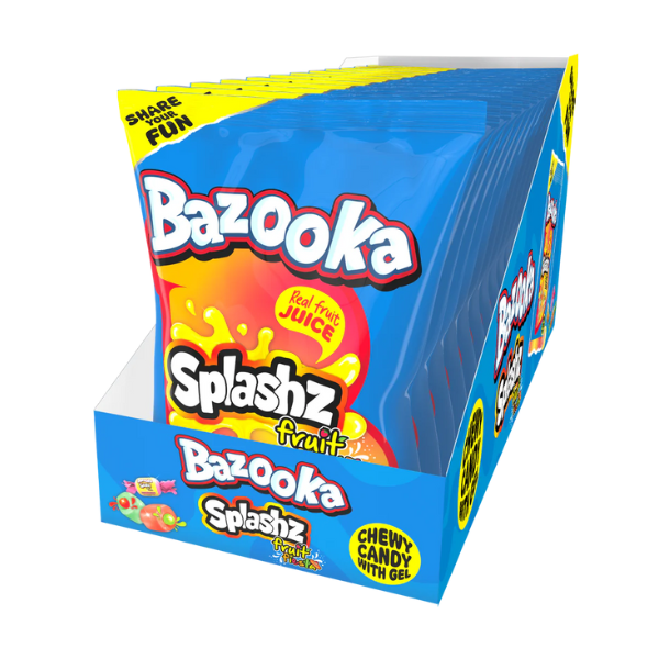 Bazooka Splashz Fruit Fiesta Chewy Candy Peg Bag 12 x 120g image 0