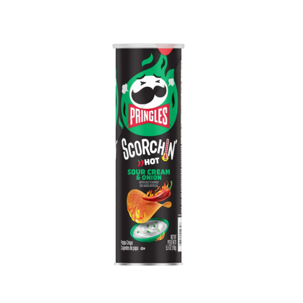 Pringles Scorchin Hot Sour Cream &amp; Onion Canister 1 x 156g image 0