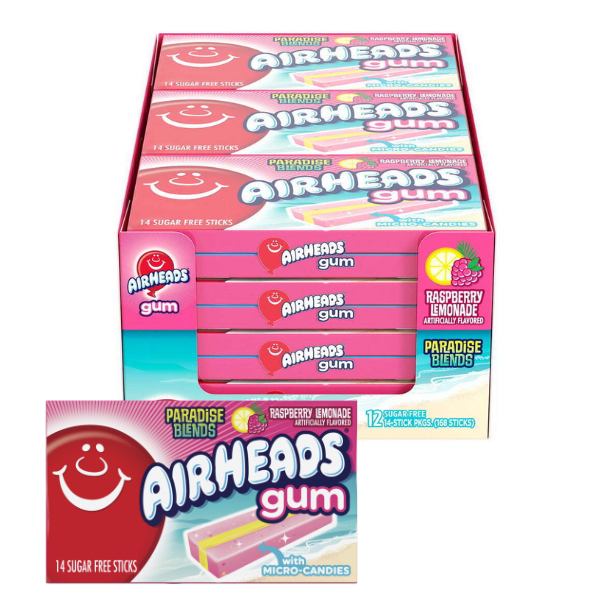 Airheads Gum Paradise Blend  Raspberry Lemonade 12 x 33.6g (1.185oz) image 0