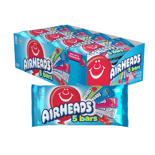 Airheads 5 Bars Assorted Flavors Pack 18 x 78g (2.75oz) image 0