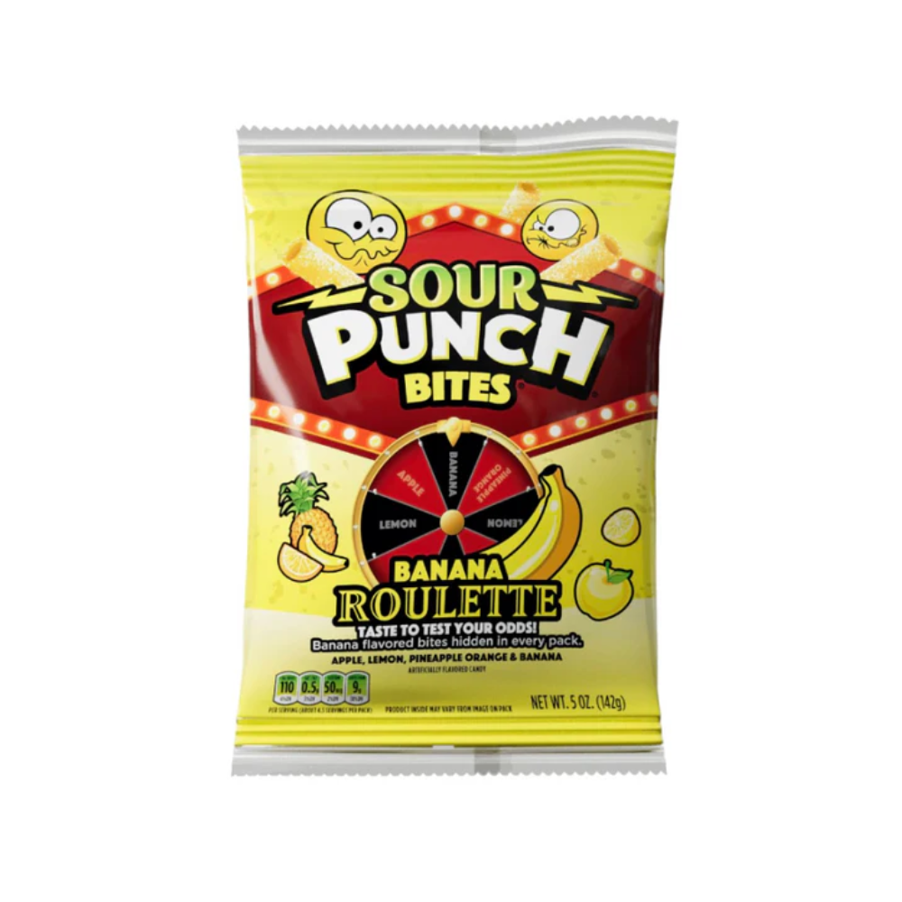 Sour Punch Banana Roulette Bites Peg Bag 12 x 142g (5oz) image 0