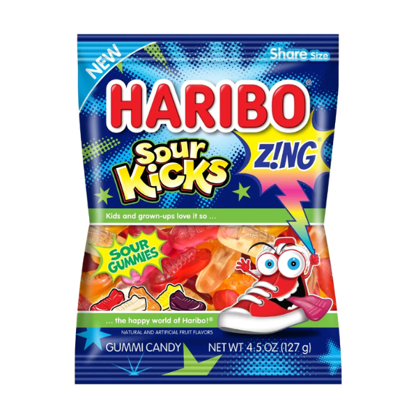 Haribo Zing Sour Kicks Peg Bag 12 x 127g (4.5oz) image 0